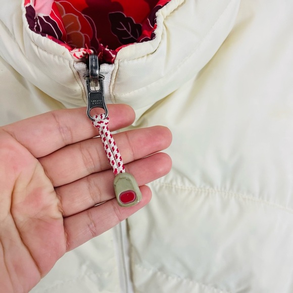 LL Bean Red Floral Quilted Puffer Reversible Snow Winter Jacket - Picture 9 of 14